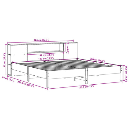 Cama com estante sem colchão 180x200 cm pinho maciço branco