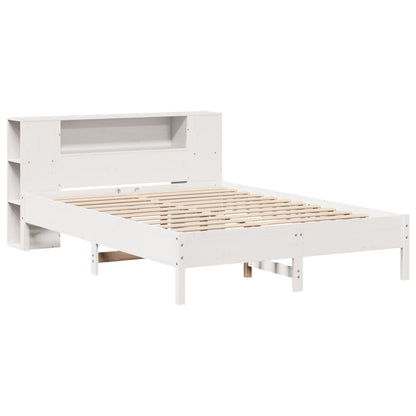 Cama com estante sem colchão 140x190 cm pinho maciço branco