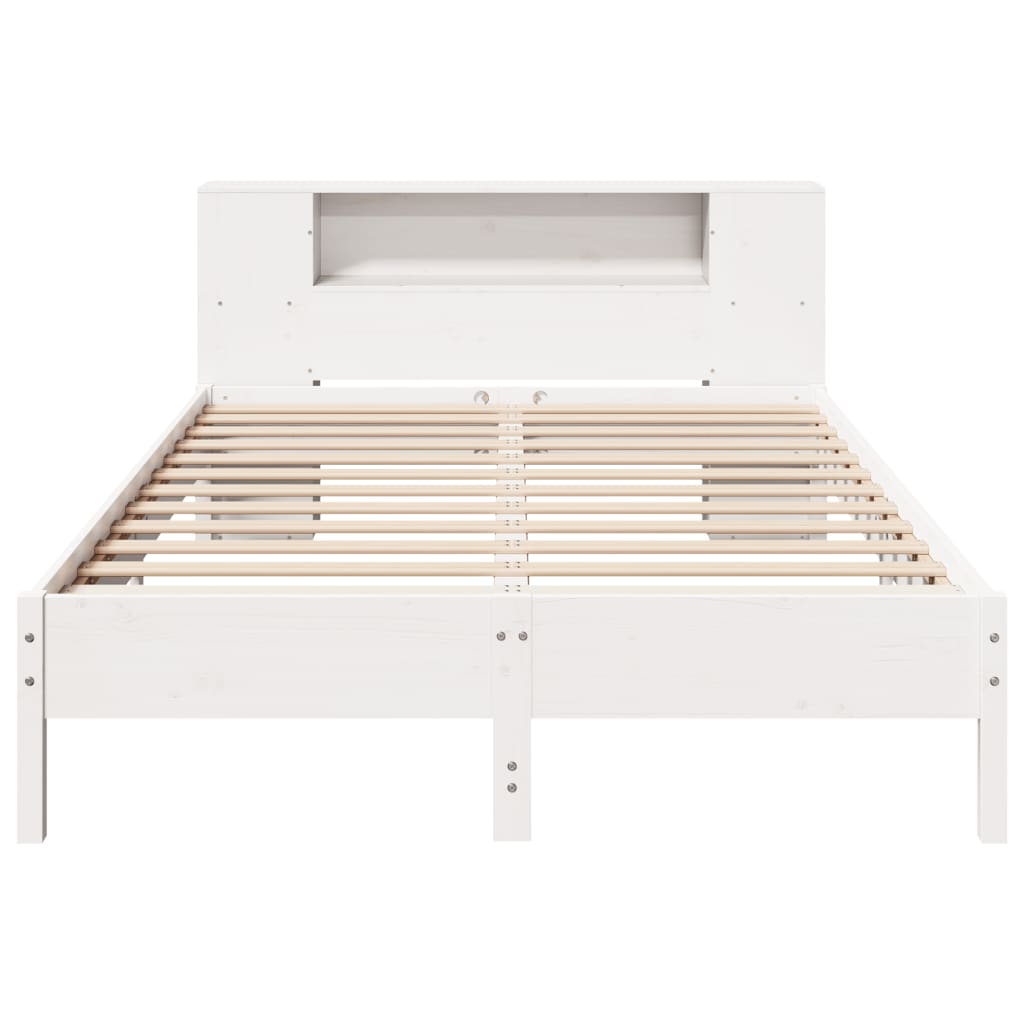 Cama com estante sem colchão 140x190 cm pinho maciço branco