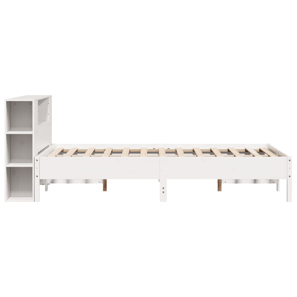 Cama com estante sem colchão 140x190 cm pinho maciço branco