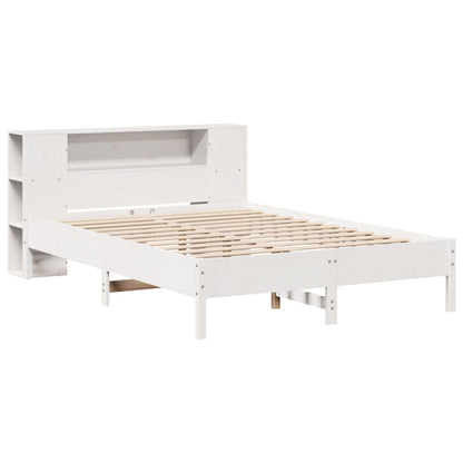 Cama com estante sem colchão 135x190 cm pinho maciço branco