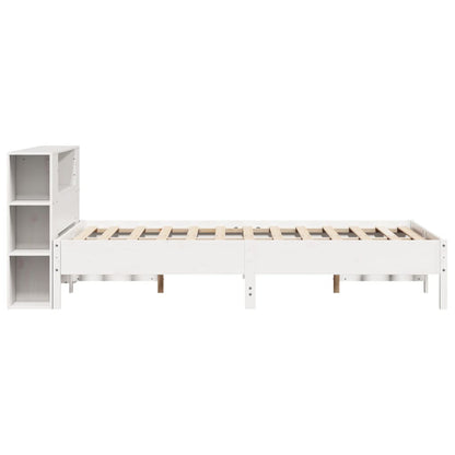 Cama com estante sem colchão 135x190 cm pinho maciço branco