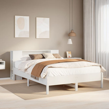 Cama com estante sem colchão 135x190 cm pinho maciço branco