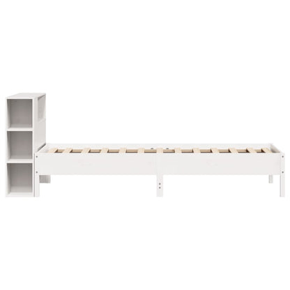 Cama com estante sem colchão 100x200 cm pinho maciço branco