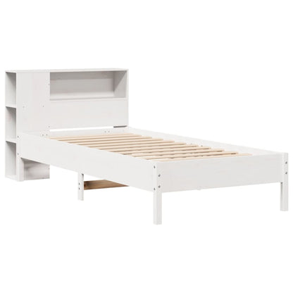 Cama com estante sem colchão 75x190 cm pinho maciço branco