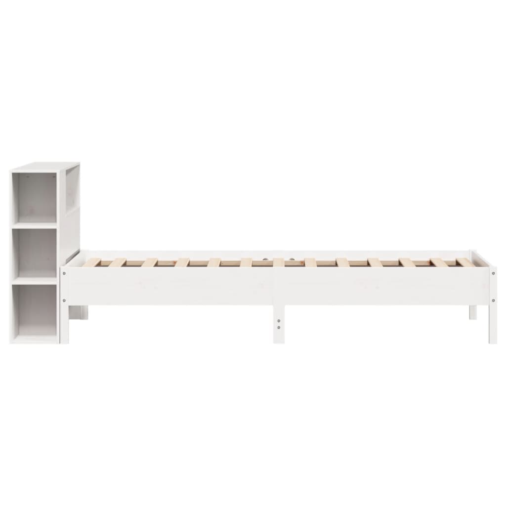 Cama com estante sem colchão 75x190 cm pinho maciço branco