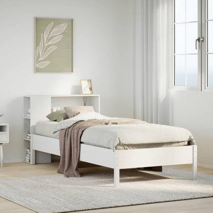 Cama com estante sem colchão 75x190 cm pinho maciço branco