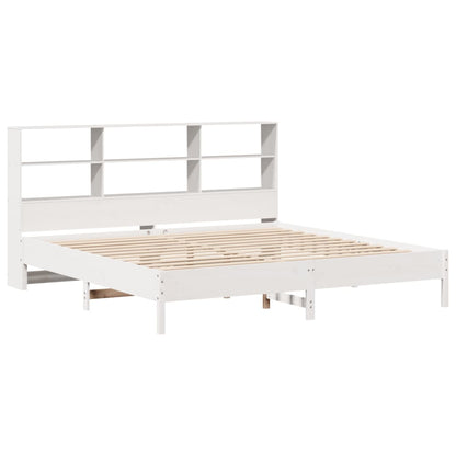 Cama com estante sem colchão 180x200 cm pinho maciço branco