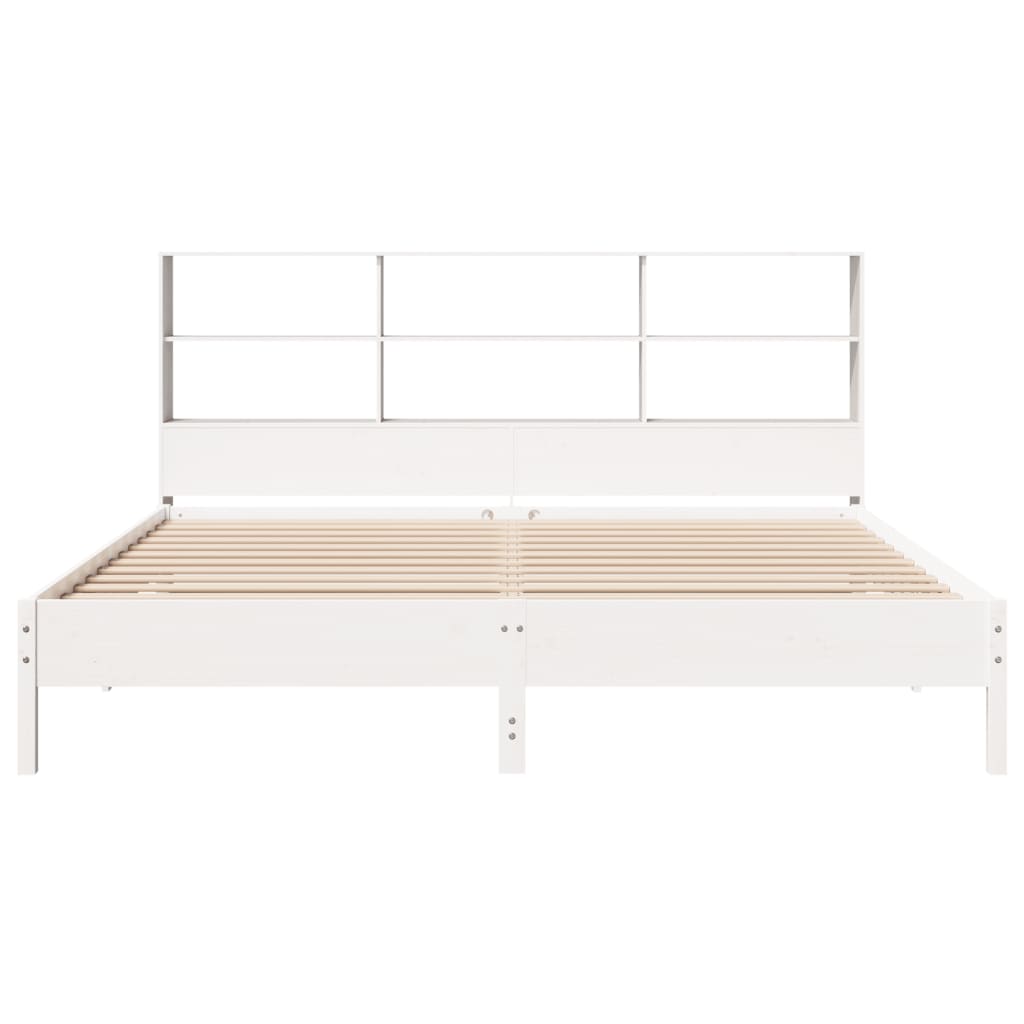 Cama com estante sem colchão 180x200 cm pinho maciço branco