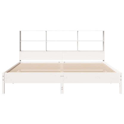 Cama com estante sem colchão 180x200 cm pinho maciço branco