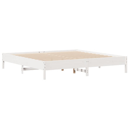 Cama com estante sem colchão 180x200 cm pinho maciço branco