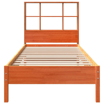 Cama com estante sem colchão 90x200cm pinho maciço castanho-mel