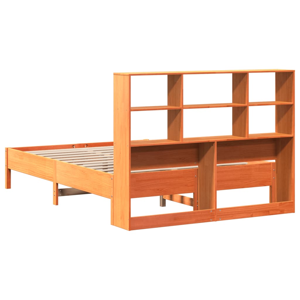 Cama com estante sem colchão 140x190 cm pinho maciço