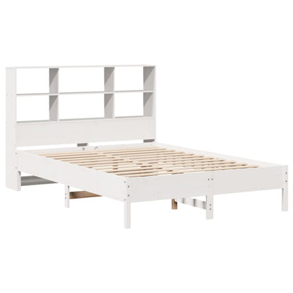 Cama com estante sem colchão 135x190 cm pinho maciço branco