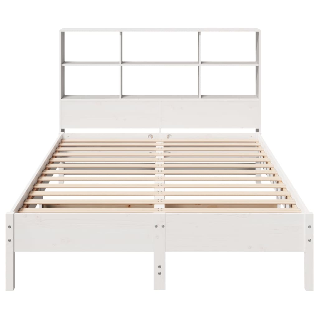 Cama com estante sem colchão 135x190 cm pinho maciço branco