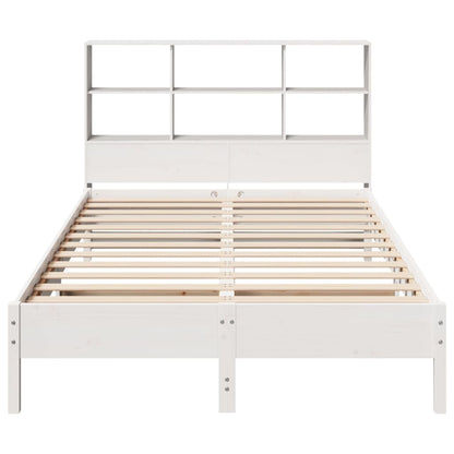 Cama com estante sem colchão 135x190 cm pinho maciço branco