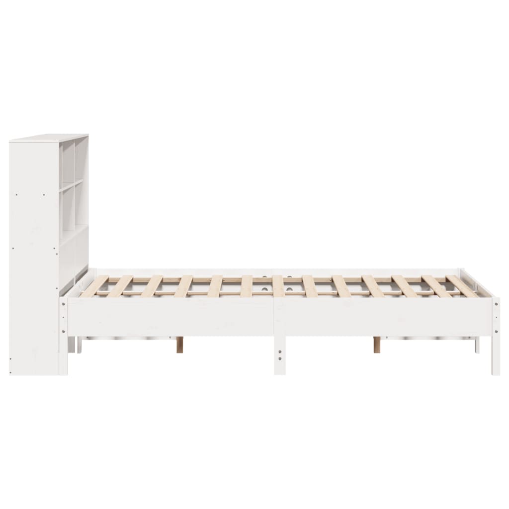 Cama com estante sem colchão 135x190 cm pinho maciço branco