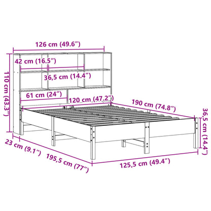 Cama com estante sem colchão 120x190 cm pinho maciço