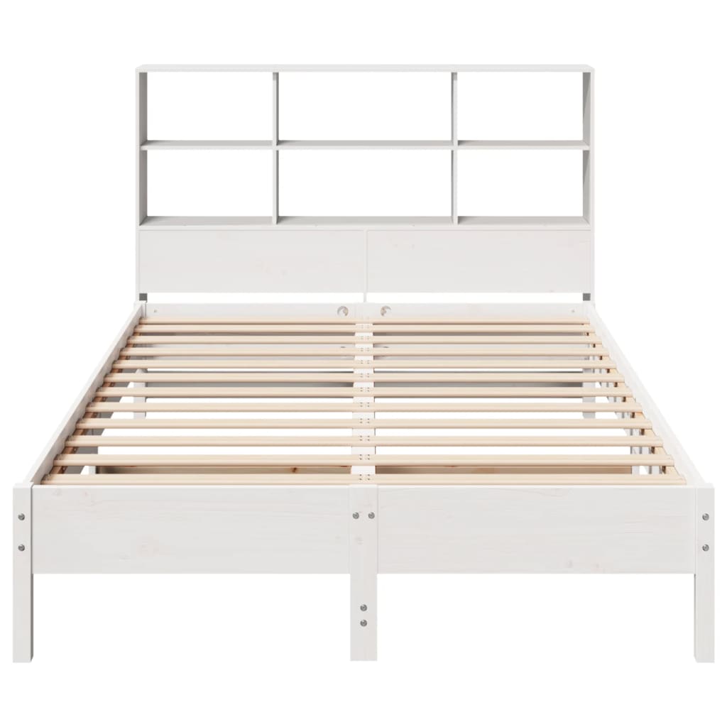 Cama com estante sem colchão 120x190 cm pinho maciço branco