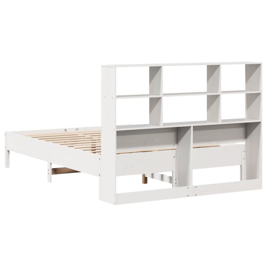 Cama com estante sem colchão 120x190 cm pinho maciço branco