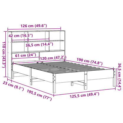 Cama c/ estante sem colchão 120x190cm pinho maciço castanho-mel