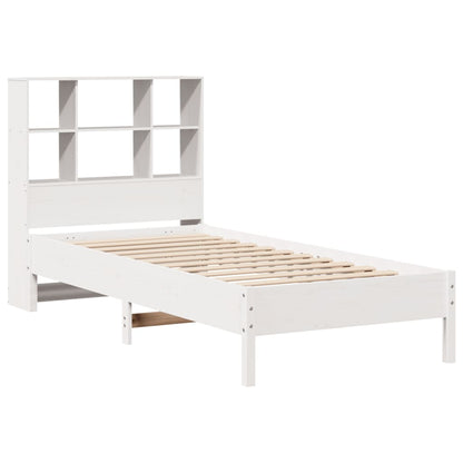 Cama com estante sem colchão 75x190 cm pinho maciço branco