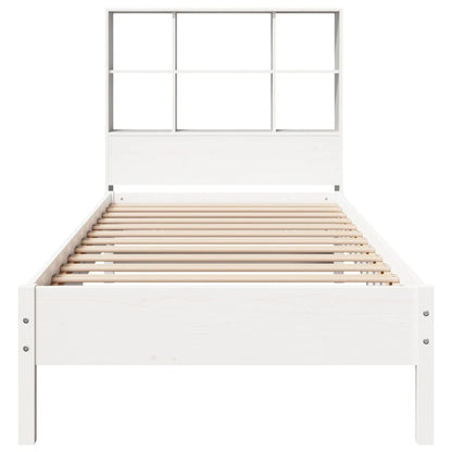 Cama com estante sem colchão 75x190 cm pinho maciço branco