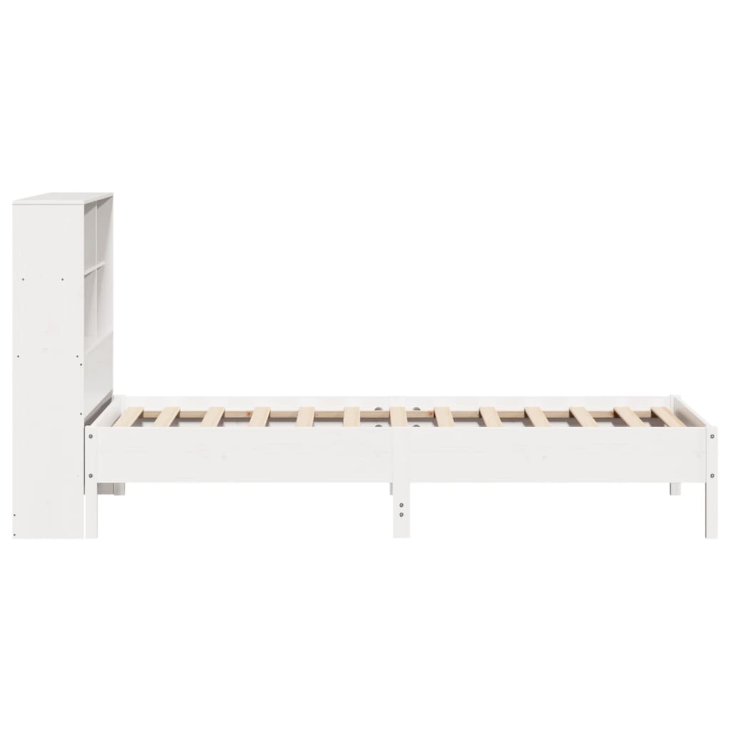 Cama com estante sem colchão 75x190 cm pinho maciço branco