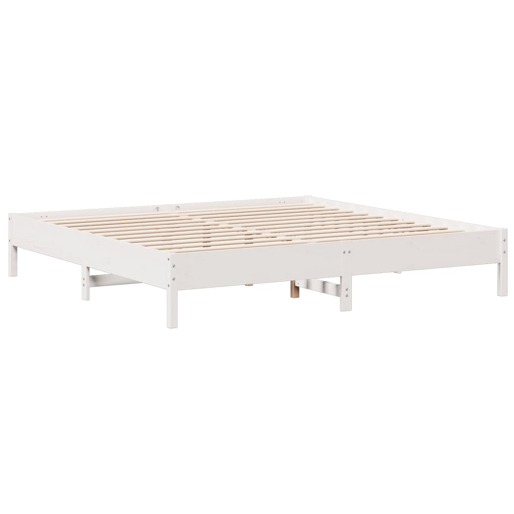 Cama com estante sem colchão 200x200 cm pinho maciço branco