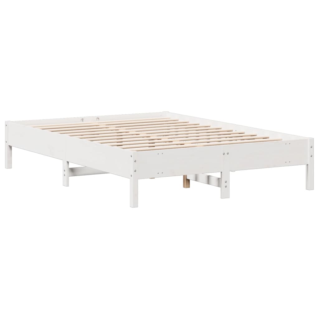 Cama com estante sem colchão 150x200 cm pinho maciço branco