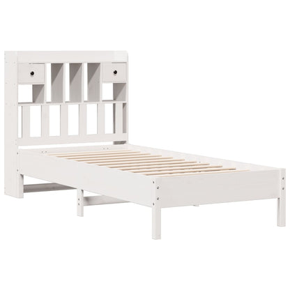 Cama com estante sem colchão 100x200 cm pinho maciço branco