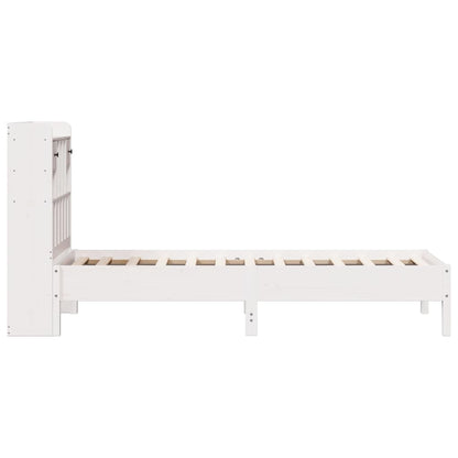 Cama com estante sem colchão 100x200 cm pinho maciço branco