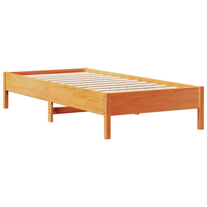 Cama com estante sem colchão 90x200cm pinho maciço castanho-mel