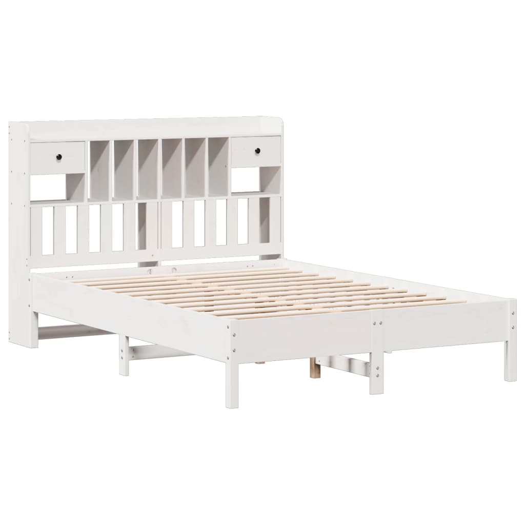 Cama com estante sem colchão 120x190 cm pinho maciço branco