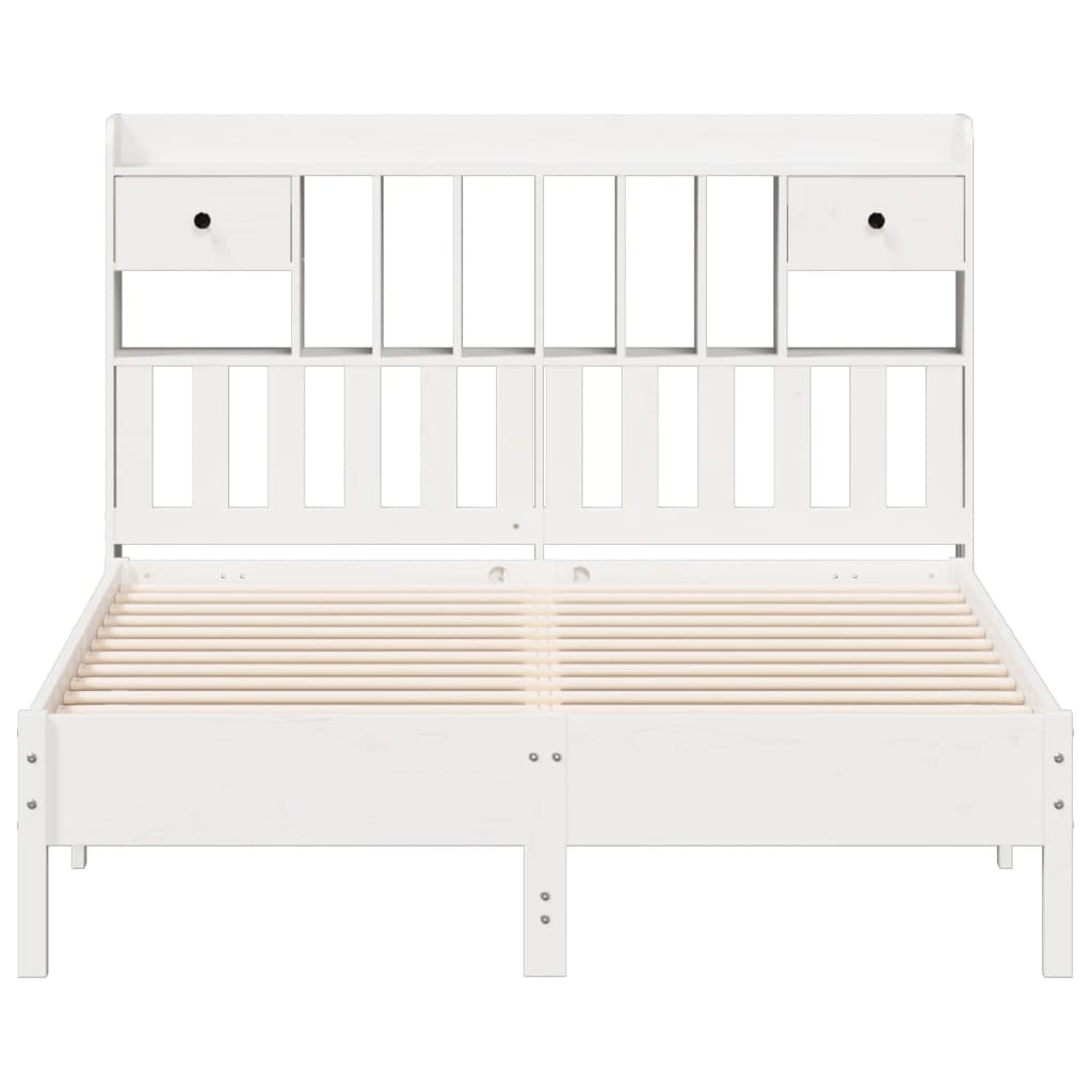 Cama com estante sem colchão 120x190 cm pinho maciço branco