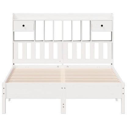 Cama com estante sem colchão 120x190 cm pinho maciço branco