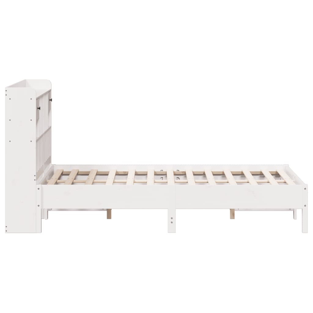 Cama com estante sem colchão 120x190 cm pinho maciço branco