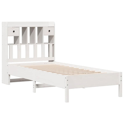 Cama com estante sem colchão 90x190 cm pinho maciço branco