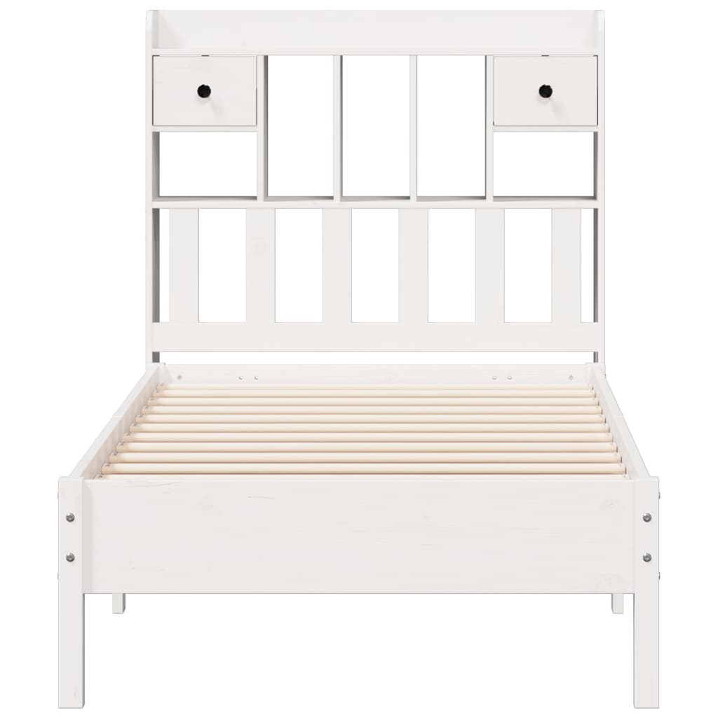 Cama com estante sem colchão 90x190 cm pinho maciço branco