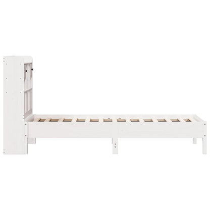 Cama com estante sem colchão 90x190 cm pinho maciço branco