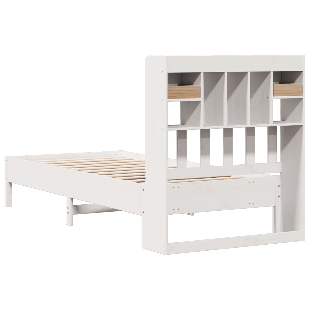 Cama com estante sem colchão 90x190 cm pinho maciço branco