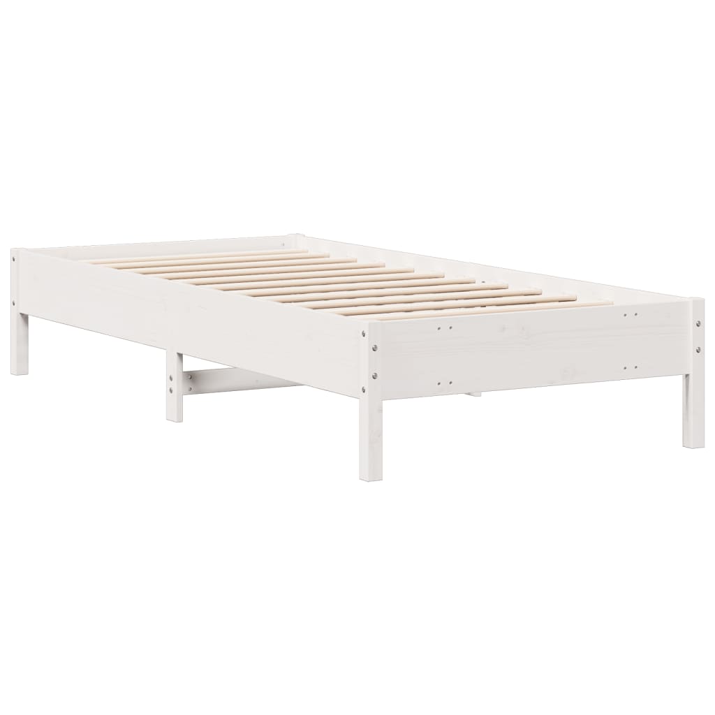 Cama com estante sem colchão 90x190 cm pinho maciço branco