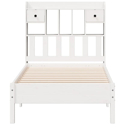 Cama com estante sem colchão 75x190 cm pinho maciço branco