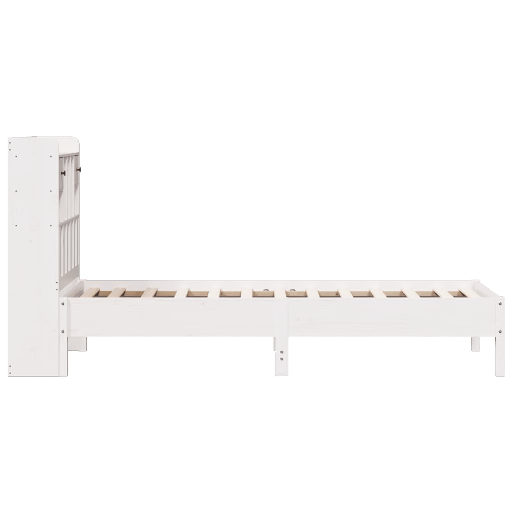 Cama com estante sem colchão 75x190 cm pinho maciço branco