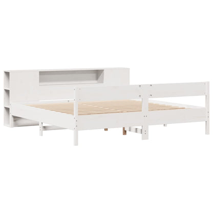 Cama com estante sem colchão 200x200 cm pinho maciço branco