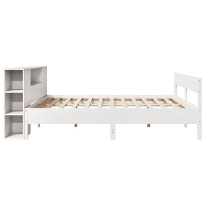 Cama com estante sem colchão 200x200 cm pinho maciço branco