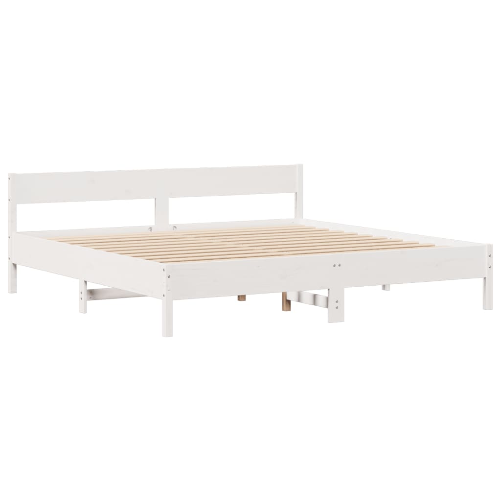 Cama com estante sem colchão 200x200 cm pinho maciço branco