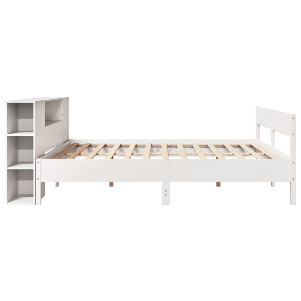 Cama com estante sem colchão 180x200 cm pinho maciço branco