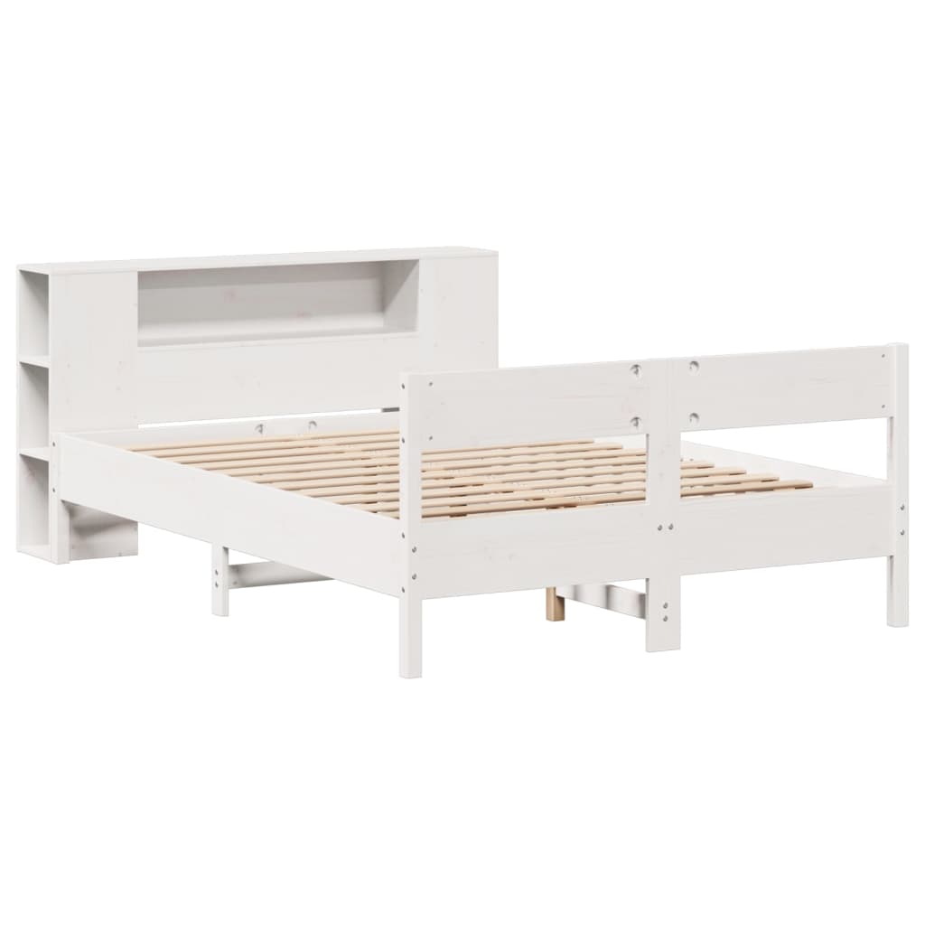 Cama com estante sem colchão 160x200 cm pinho maciço branco