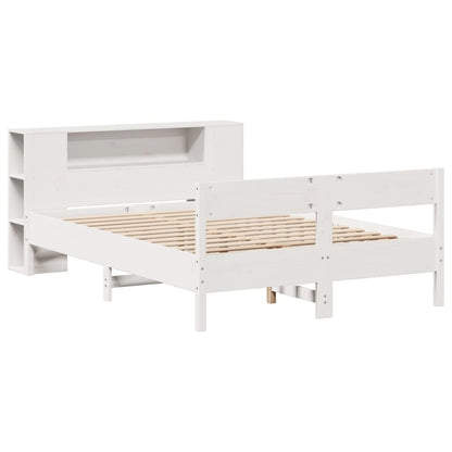 Cama com estante sem colchão 160x200 cm pinho maciço branco